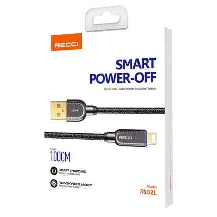 Recci Smart Power-Off Lightning Fast Charging Cable With Led 1m - iCase Stores