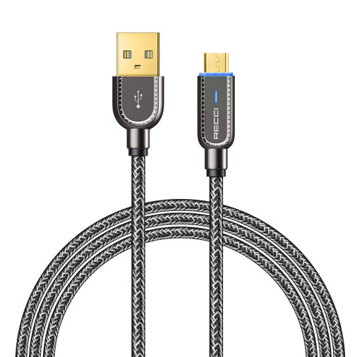 Recci Smart Power-Off Micro USB Fast Charging Cable With Led 1m - iCase Stores