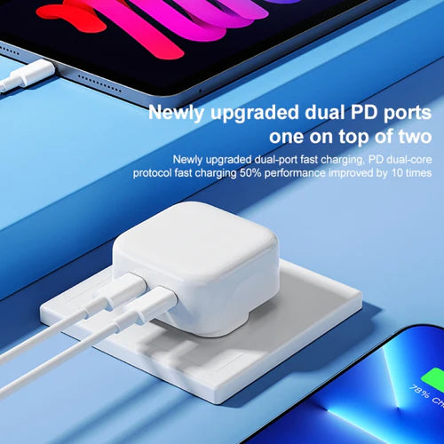 Rock Dual USB-C & Type-C Ports PD Charger UK Plug 35W - iCase Stores