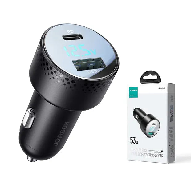 Joyroom Dual-Port (A+C) Digital Display Car Charger 53W - iCase Stores