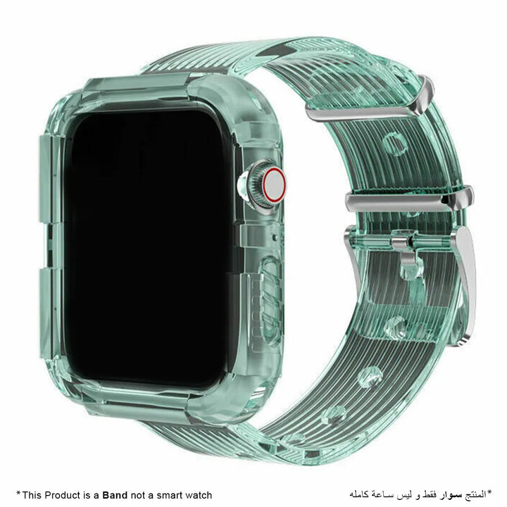 Silicone Band Strap with Case for Apple Watch - Green - iCase Stores