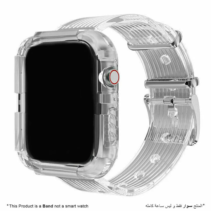 Silicone Band Strap with Case for Apple Watch - Transparent - iCase Stores