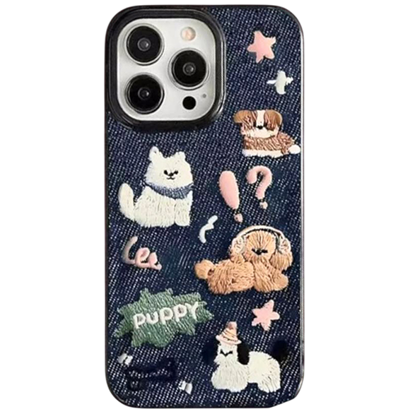 Lovely Dogs Canvas Denim Cloth Chic Case