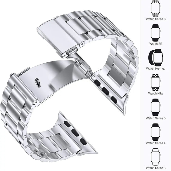 Solid Stainless Steel Band for Apple Watch - Silver - iCase Stores