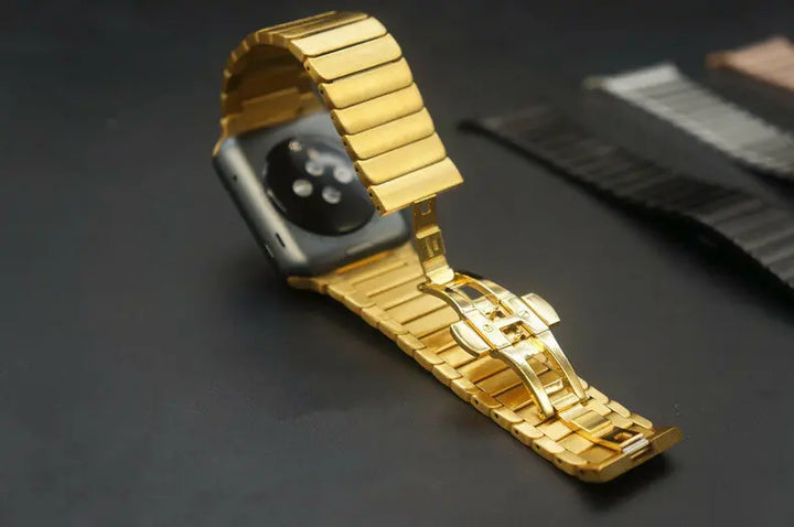 Solid Stainless Steel Bracelet for Apple Watch - Gold - iCase Stores