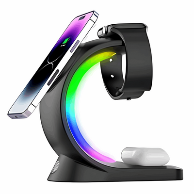 3-IN-1 RGB Light Desktop Fast Charging Stand Compatible with MagSafe - iCase Stores