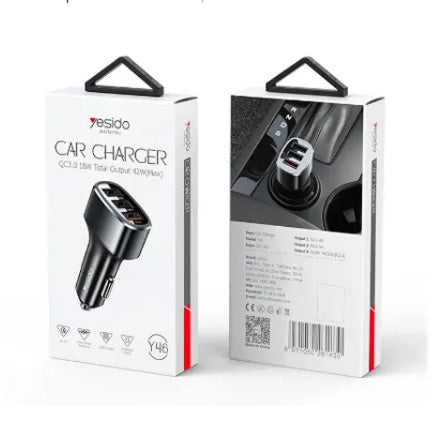 Yesido 3 USB Car Charger 42W (Max) - iCase Stores