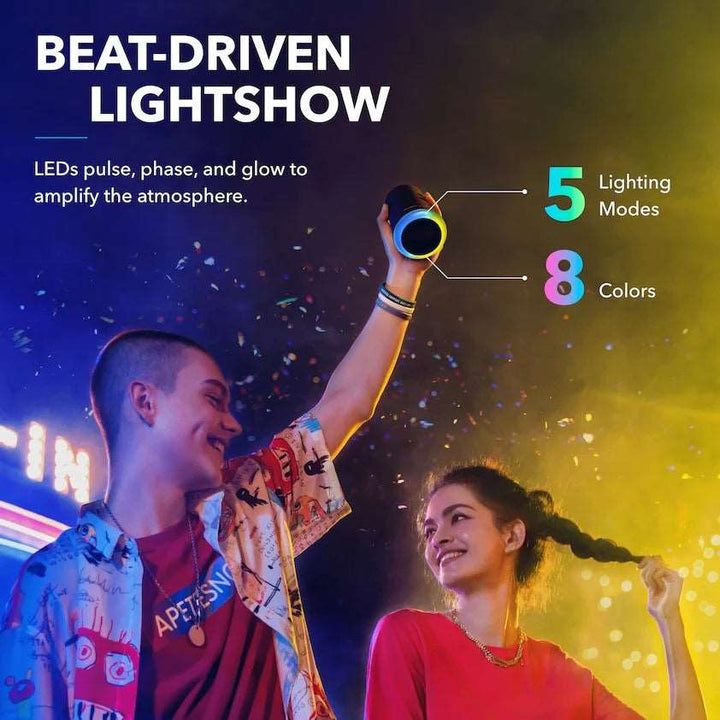 Anker Soundcore Flare Mini IPX7 Waterproof for Outdoor Parties, LED Show with 360° Sound and BassUp technology - iCase Stores