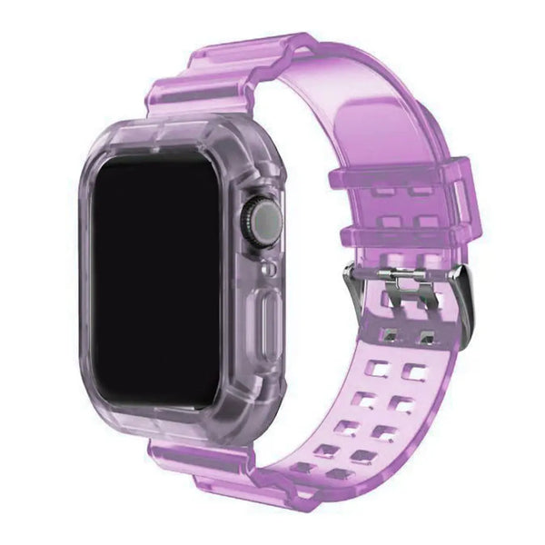 TPU Smart Band with Bumper Protective Cover for Apple Watch - Purple - iCase Stores