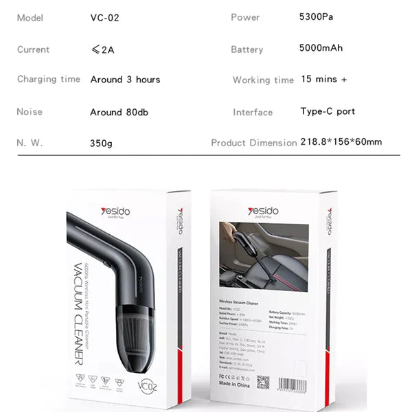 Yesido Mini Handheld Rechargeable Vacuum Cleaner For Home & Office & Car - iCase Stores