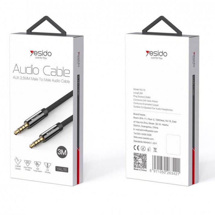 Yesido Audio Cable AUX 3.5mm Socket 3m - iCase Stores