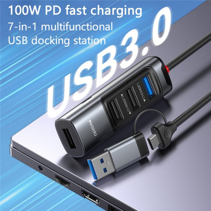 Yesido 7 in 1 Multifunctional USB Docking Station 100W - iCase Stores