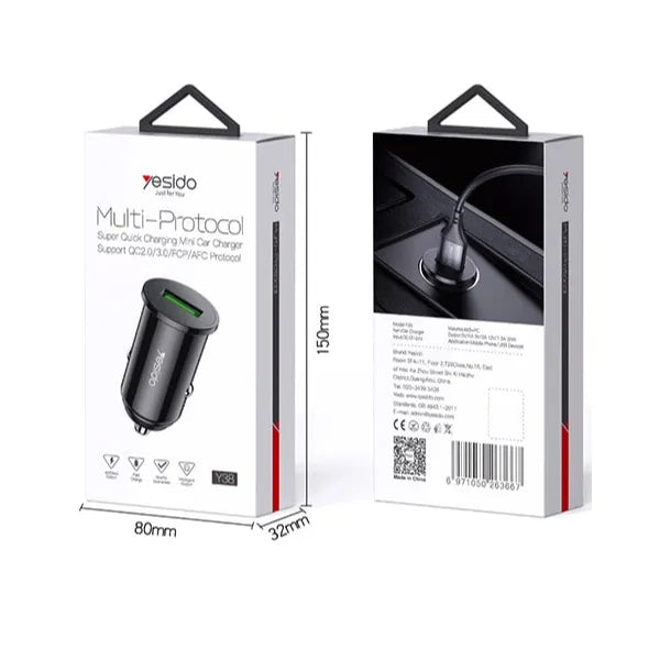 Yesido Multi-Protocol Super Quick Charging Mini Car Charger - iCase Stores