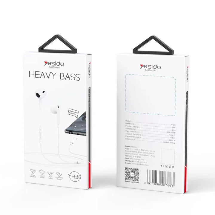 Yesido Heavy Bass Type-C  Earphone 1.2m - iCase Stores