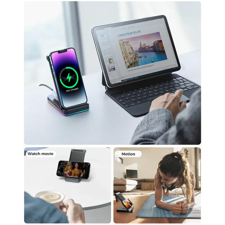 Joyroom 3-in-1 Foldable Wireless Charging Station 15W - iCase Stores