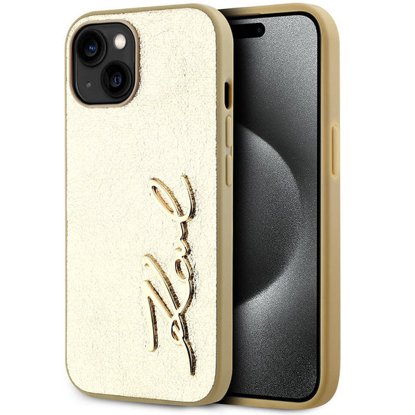 Karl Lagerfeld Hard PU Case with Crinkle Design and Signature Metal Logo