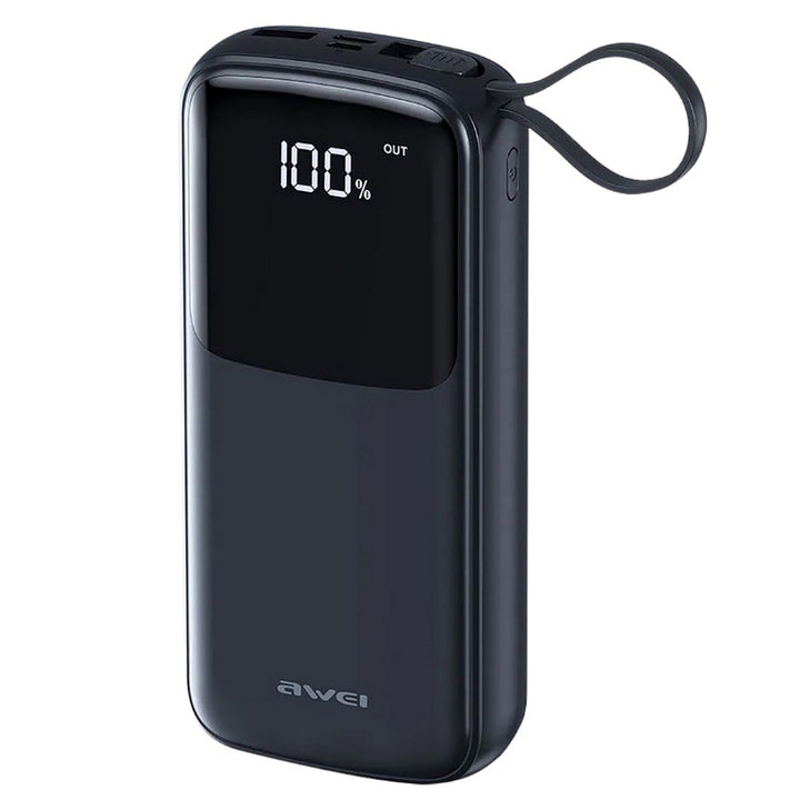 Awei Power Bank Fast Charging with Built-in Cable LED Power Display Battery 20000mAh - iCase Stores