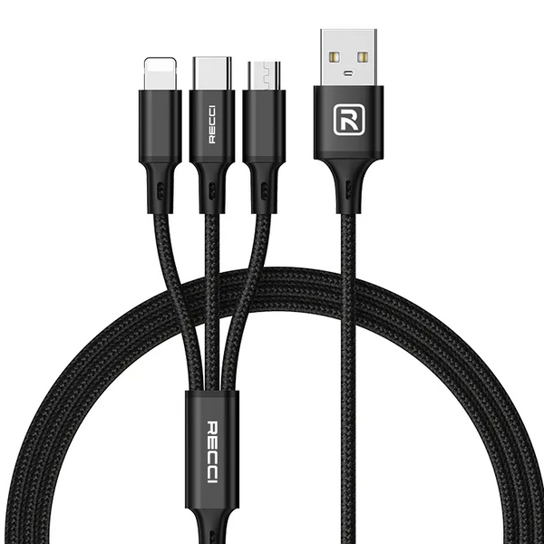 Recci Fast Wind 3 in 1 USB Cable 1.2M - iCase Stores