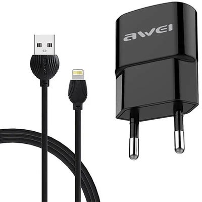 Awei Travel Fast Charger With Lightning USB Cable 2.1A - iCase Stores