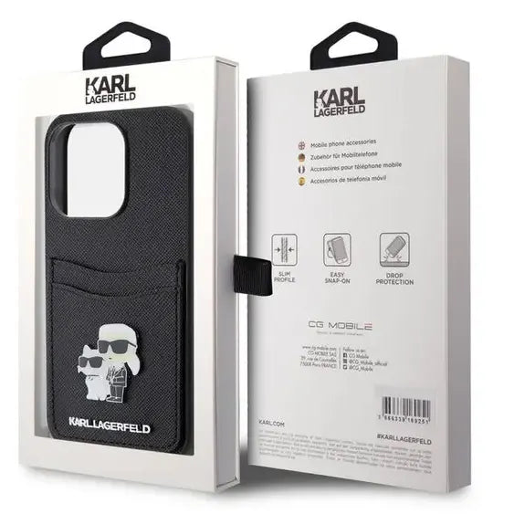 Karl Lagerfeld Saffiano Case With Cardslots & Karl Legerfeld Choupette Heads Metal Pin - iCase Stores