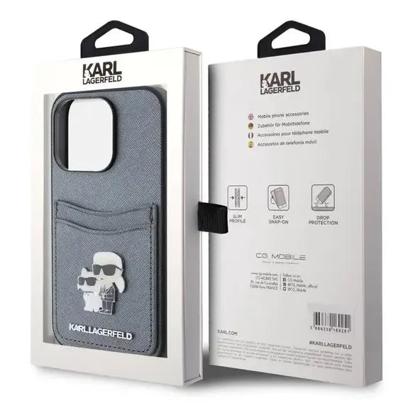 Karl Lagerfeld Saffiano Case With Cardslots & Karl Legerfeld Choupette Heads Metal Pin - iCase Stores