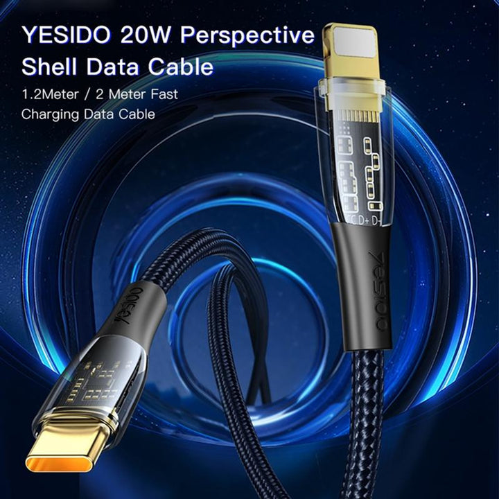 Yesido Quick Charging Cable Type-C To Lighting Phone Data Cable 3A - iCase Stores