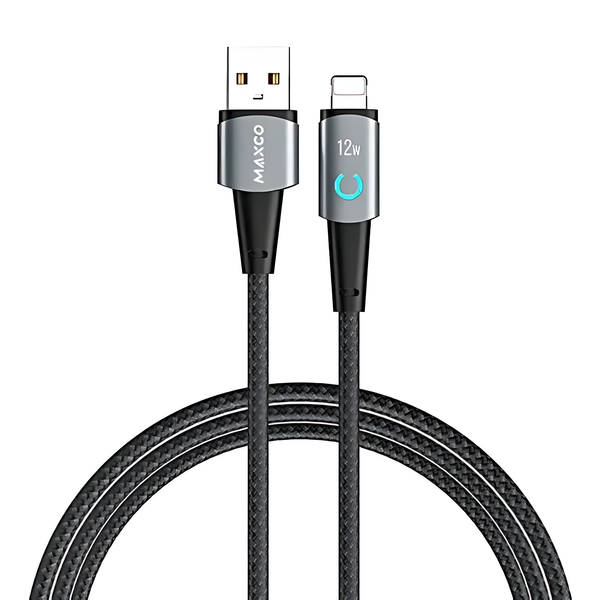 Maxco Braided Cable  USB to Lightning with Light Display2.4A / 1.2m