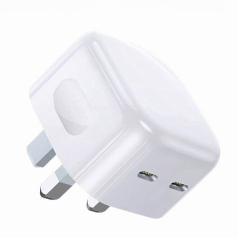 Rock Dual USB-C & Type-C Ports PD Charger UK Plug 35W - iCase Stores