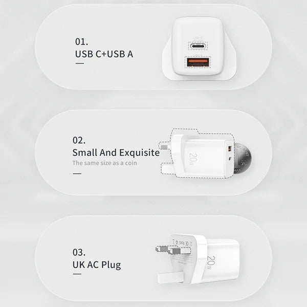 Recci 20W PD3.0/QC3.0/PPS UK Plug Wall Charger - iCase Stores