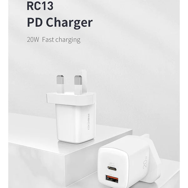 Recci 20W PD3.0/QC3.0/PPS UK Plug Wall Charger - iCase Stores