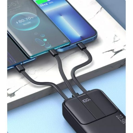 Awei Power Bank Portable Pocket Fast Charging With Detachable Cables 20000mAh / 22.5W - iCase Stores