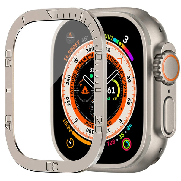 Military Grade Protection Tempered Glass Protector with Stainless Steel Frame for Apple Watch