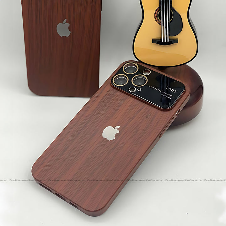 Luxury Wood Grain Wide Lens Case - iCase Stores