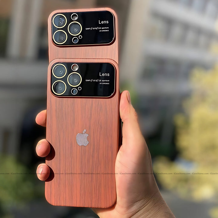 Luxury Wood Grain Wide Lens Case - iCase Stores