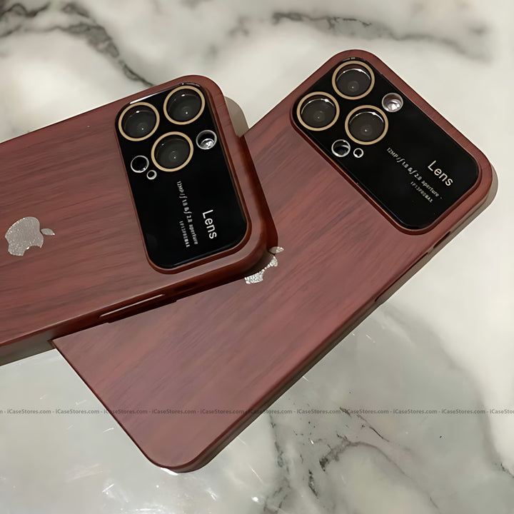 Luxury Wood Grain Wide Lens Case - iCase Stores