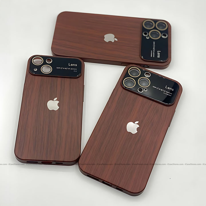 Luxury Wood Grain Wide Lens Case - iCase Stores