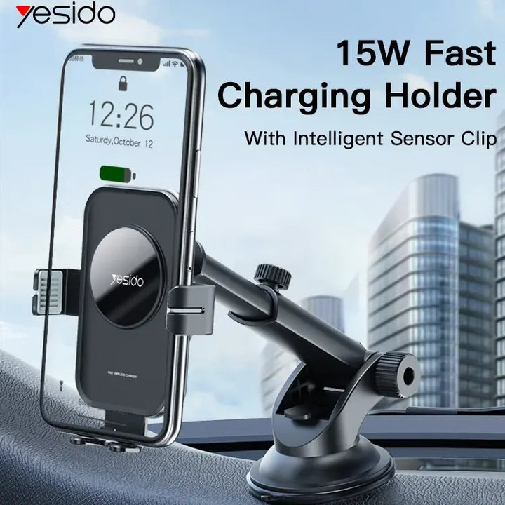 Yesido Automatic Wireless Charging Car Holder 15W - iCase Stores