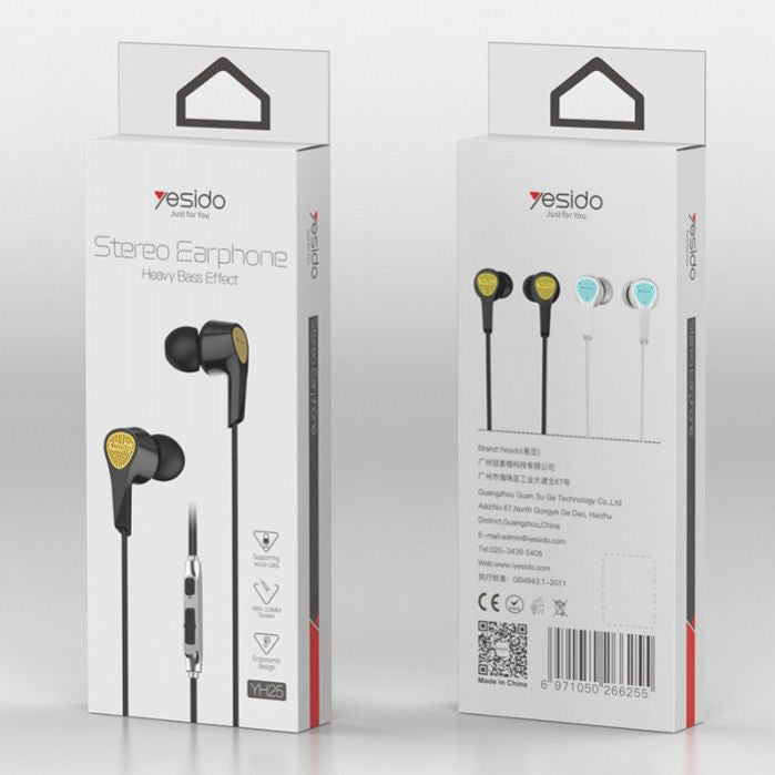 Yesido Stereo Bass Volume Control Earphone 3.5mm Plug - iCase Stores