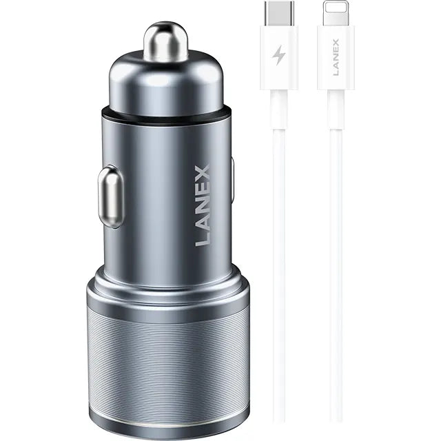 Lanex Car Charger With (Type-C to Lightning Cable) 20 Watt - iCase Stores